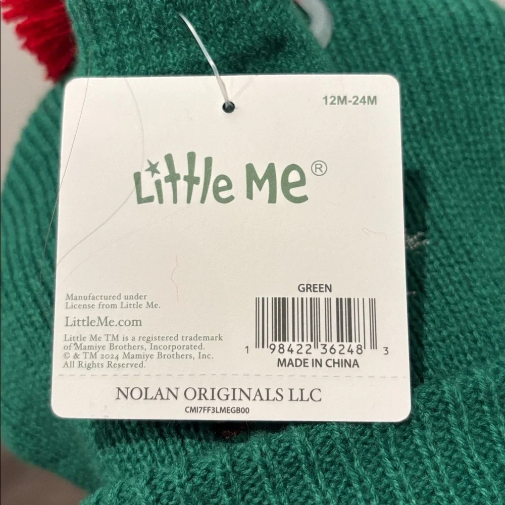 Little Me 2 pc.Pom Pom knit beanie & mittens, reindeer,snowflakes,winter holiday